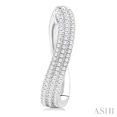 1/2 ctw Curvy Triple Row Round Cut Diamond Fashion Earring in 10K White Gold